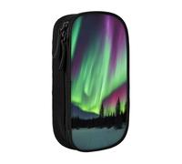 GUOLGP Northern Lights Pittura Stampa Funzionale Matita Sacchetti Multi-Scompartimento di Stoccaggio Forniture Scuole Facile Accesso, Nero , Taglia unica, Con tasca per il