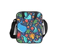 GUOLGP Ocean Whale Fish Octopus Print Clear Insulated Lunch Bag Capacità Tote Scuola Lavoro Viaggi Picnic Bento Box