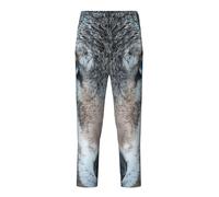 GUOLGP Pantaloni da pigiama con stampa di lupo con occhi azzurri vestiti morbidi pantaloni plaid delicati sulla pelle riunioni di famiglia, Nero , 10-12