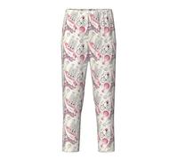 GUOLGP Pantaloni pigiama festivi con stampa della Torre di Parigi e una bicicletta Pantaloni morbidi a quadri delicati sulla pelle Riunioni di famiglia, Nero , XS(5-6)
