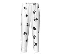GUOLGP Pantaloni pigiama festivi con stampa di zampa di orso vestiti morbidi pantaloni plaid delicati sulla pelle riunioni di famiglia, Nero , L(14-16)