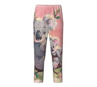 GUOLGP Pantaloni pigiama festivi con stampa koala orso vestiti morbidi pantaloni plaid delicati sulla pelle riunioni di famiglia, Nero , L(14-16)