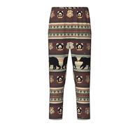 GUOLGP Pantaloni pigiama festivi con stampa orso vestiti morbidi pantaloni plaid delicati sulla pelle riunioni di famiglia, Nero , L(14-16)