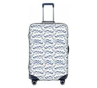 GUOLGP Piccola balena blu nuoto stampa nascosta cerniera decorativa valigia copertura lavabile viaggio bagagli Protector, bianco, S