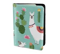 GUOLGP Portafogli portadocumenti con lama tropicale, alpaca, cactus, fiori, elegante, unisex, per passaporto, viaggio, famiglia, vacanze, leggero, sicuro