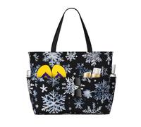 GUOLGP Pupazzo di neve stelle e fiocchi di neve stampa elegante borsa impermeabile tote multi-tasche pieghevole leggero avventure all'aperto
