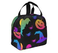 GUOLGP Rainbow Halloween Ghost Witch Hat Spiders Stampa Adulto Isolato Lunch Bag Funzionalità Praticità Periodi Estesi Temperatura