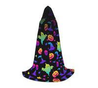 GUOLGP Rainbow Halloween Ghost Witch Hat Spiders Stampa Halloween Mantello con cappuccio Uomini Donne Adolescenti Mago Robe Per Costume di Natale Carnevale