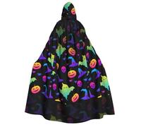 GUOLGP Rainbow Halloween Ghost Witch Hat Spiders Stampa Uomini e Donne Adulto Mantello Con Cappuccio Per Halloween Natale Carnevale feste a tema