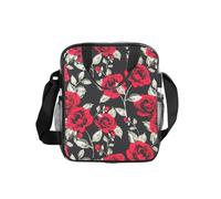 GUOLGP Red Rose Garden Print Clear Insulated Lunch Bag Capacità Food Tote Scuola Lavoro Viaggi Picnic Bento Box