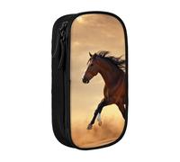 GUOLGP Righe del cavallo Stampa del modello funzionale dei sacchetti della matita Multi-compartimento di stoccaggio dei materiali scolastici di, Nero , Taglia unica, Con tasca per il