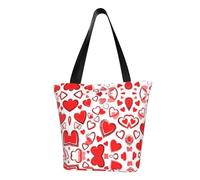 GUOLGP Romantico Cuore Rosso Stampa Estate Borsa A Tracolla Viaggio Tote Spiaggia Escursioni Quotidiane Pendolari Donne Uomini