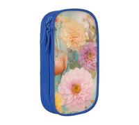 GUOLGP Sacchetti funzionali per matite con stampa di fiori di peonia e fiori di peonia, multi-scomparto per la scuola, facile accesso, Blu, Taglia unica, Con tasca per il