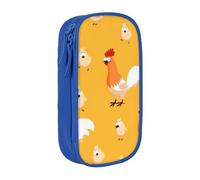 GUOLGP Sacchetti funzionali per matite con stampa di pulcini di pollo, multi-compartimento, materiale scolastico, facile accesso, Blu, Taglia unica, Con tasca per il