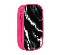GUOLGP Sacchetti funzionali per matite con stampa marmo bianco nero e bianco, multi-compartimento, materiale scolastico, facile accesso, rosa, Taglia unica, Con tasca per il
