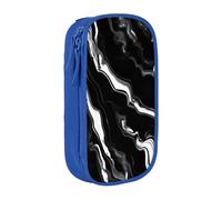 GUOLGP Sacchetti funzionali per matite con stampa marmo bianco nero e bianco, multi-compartimento, materiale scolastico, facile accesso, Blu, Taglia unica, Con tasca per il