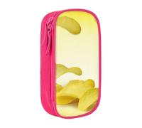 GUOLGP Sacchetti funzionali per matite con stampa patatine fritte multi-scomparto per forniture scolastiche di facile accesso, rosa, Taglia unica, Con tasca per il