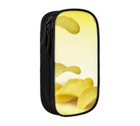 GUOLGP Sacchetti funzionali per matite con stampa patatine fritte multi-scomparto per forniture scolastiche di facile accesso, Nero , Taglia unica, Con tasca per il