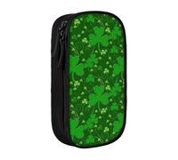 GUOLGP Sfondo st Patrick's Day Glitter Stampa Funzionale Matita Sacchetti Multi-Scompartimento di Stoccaggio Forniture scolastiche Facile accesso, Nero , Taglia unica, Con tasca per il