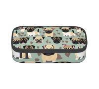 GUOLGP Simpatico astuccio con stampa di carlino chihuahua, elegante, grande capacità, spazioso, per penne da studio, forniture scolastiche e viaggi, Nero , Taglia unica