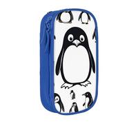 GUOLGP Simpatico astuccio funzionale con stampa pinguino, multi-scomparto per la scuola, facile accesso, Blu, Taglia unica, Con tasca per il