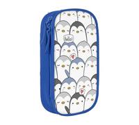 GUOLGP Simpatico astuccio funzionale con stampa pinguino, multi-scomparto per la scuola, facile accesso, Blu, Taglia unica, Con tasca per il