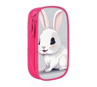 GUOLGP Simpatico bianco coniglio stampa funzionale matita sacchetti multi-scomparto stoccaggio materiale scolastico facile accesso, rosa, Taglia unica, Con tasca per il