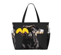 GUOLGP Simpatico cane carlino nero scala-2_00x stampa elegante borsa impermeabile multitasche pieghevole leggera avventure all'aperto