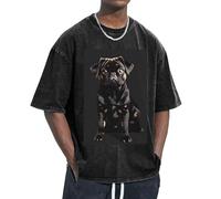 GUOLGP Simpatico cane carlino nero-standard-scale-2_00x stampa autentico look retrò sessioni di fitness t-shirt oversize comode leggere, Nero , M
