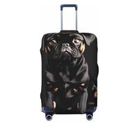 GUOLGP Simpatico carlino nero - scala standard 2_00x stampa universale valigia copertura elastica lavabile viaggio copertura per bagagli con doppia faccia, Nero , L