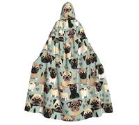 GUOLGP Simpatico mantello con cappuccio per uomini e donne con stampa di carlino chihuahua per feste a tema Halloween Natale carnevale