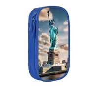 GUOLGP Statua della Libertà a New York stampa funzionale astuccio multi-scomparto materiale scolastico di facile accesso, Blu, Taglia unica, Con tasca per il