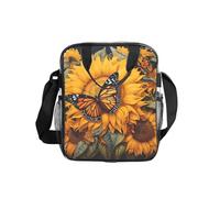 GUOLGP Sunflower Butterfly Print Clear Insulated Lunch Bag Capacità Food Tote Scuola Lavoro Viaggi Picnic Bento Box