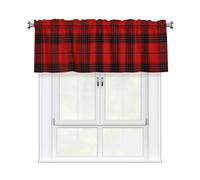 GUOLGP Tende mantovane con stampa scozzese rossa e nera, 137 x 45 cm, per cucina, bagno, lavanderia, decorazione per la casa