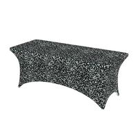 GUOLGP Tovaglia rettangolare elastica portatile con stampa leopardata nera e bianca adatta per grandi feste e matrimoni
