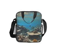 GUOLGP Underwater Ocean View Print Clear Insulated Lunch Bag Capacità Food Tote Scuola Lavoro Viaggi Picnic Bento Box
