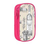 GUOLGP Vino e vinificazione Cantina Campo d'uva Stampa funzionale Matita Pouch Multi-scomparto Storage Forniture scolastiche di facile accesso, rosa, Taglia unica, Con tasca per il