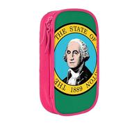 GUOLGP Washington Flag Print - Astuccio funzionale per matite, multi-scomparto, materiale scolastico, facile accesso, rosa, Taglia unica, Con tasca per il