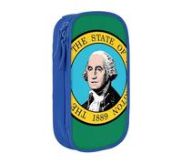 GUOLGP Washington Flag Print - Astuccio funzionale per matite, multi-scomparto, materiale scolastico, facile accesso, Blu, Taglia unica, Con tasca per il