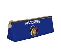 GUOLGP Wisconsin - Astuccio con stampa bandiera dello Stato, grande capacità, 20,3 x 5,6 x 6,1 cm, astuccio triangolare per tutti i giorni
