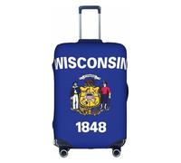 GUOLGP Wisconsin Bandiera dello Stato Stampa Cerniera Nascosta Copertura Decorativa Valigie Lavabile Viaggio Bagaglio Protector, bianco, S