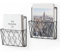 Guolich 2 Portariviste da Parete in Metallo, Porta Giornali e Libri 25x26cm | Porta Riviste da Ufficio, Organizer da Parete per Cucina e Bagno, Per Riporre Carta A4, Lettere e Cartelle Nero