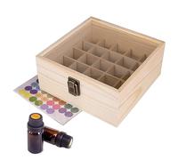 Guolich Olio Essenziale Organizzatore Contenitori Scatola di Legno, Scatola di Immagazzinaggio di Oli Essenziali per Viaggio, Unghie e Accessori per la Profumazione della Casa (25 slot)