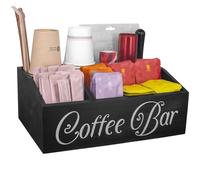 Guolich Porta Cialde Caffe Porta Capsule Caffe, Portacialde da Caffè,Porta Tisane bustine in Paulownia per Organizzare Capsule, Cialde,Tisane,Zucchero,Cannucce,Bicchierini da Caffè (Nero)