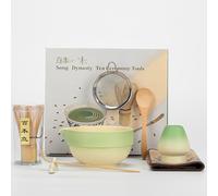 GUOMIS Matcha kit,7 pezzi Matcha Set,Ciotola da matcha, frusta da matcha, cucchiaio da matcha, supporto per frusta, setaccio da matcha,Un regalo festivo ideale per la famiglia e i colleghi (01)