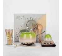 GUOMIS Matcha kit,7 pezzi Matcha Set,Ciotola da matcha, frusta da matcha, cucchiaio da matcha, supporto per frusta, setaccio da matcha,Un regalo festivo ideale per la famiglia e i colleghi (02)