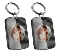 GUOMIS Portachiavi personalizzato,Portachiavi con foto,Schermo e-ink,app per sostituire la foto, il testo, la funzione di posizionamento, adatto per i genitori degli uomini regalo di compleanno(2pcs)