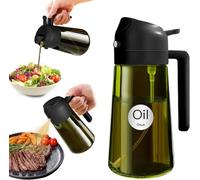 GUOMIS Spruzzino Olio,2 in 1 Spruzzatore Olio e Dosatore Olio,470ml Spruzzatore Olio Nebulizzatore Olio,Bottiglia di olio d'oliva in vetro per cucina, Per la cucina, il barbecue, la cucina (2PCS)
