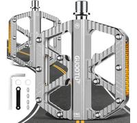 GUOOTU Pedali tedeschi professionali per bicicletta, in alluminio CNC, peso leggero, 3 cuscinetti sigillati, antiscivolo per mountain bike, bici da città, bici da corsa, BMX, e-bike (argento)