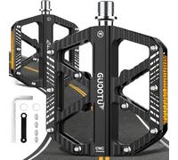 GUOOTU Pedali tedeschi professionali per bicicletta, in alluminio CNC, peso leggero, 3 cuscinetti sigillati, antiscivolo per mountain bike, bici da città, bici da corsa, BMX, e-bike (nero)